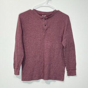 Children's Place Dusty Maroon Long Sleeve Thermal Waffle Knit Lg 10/12